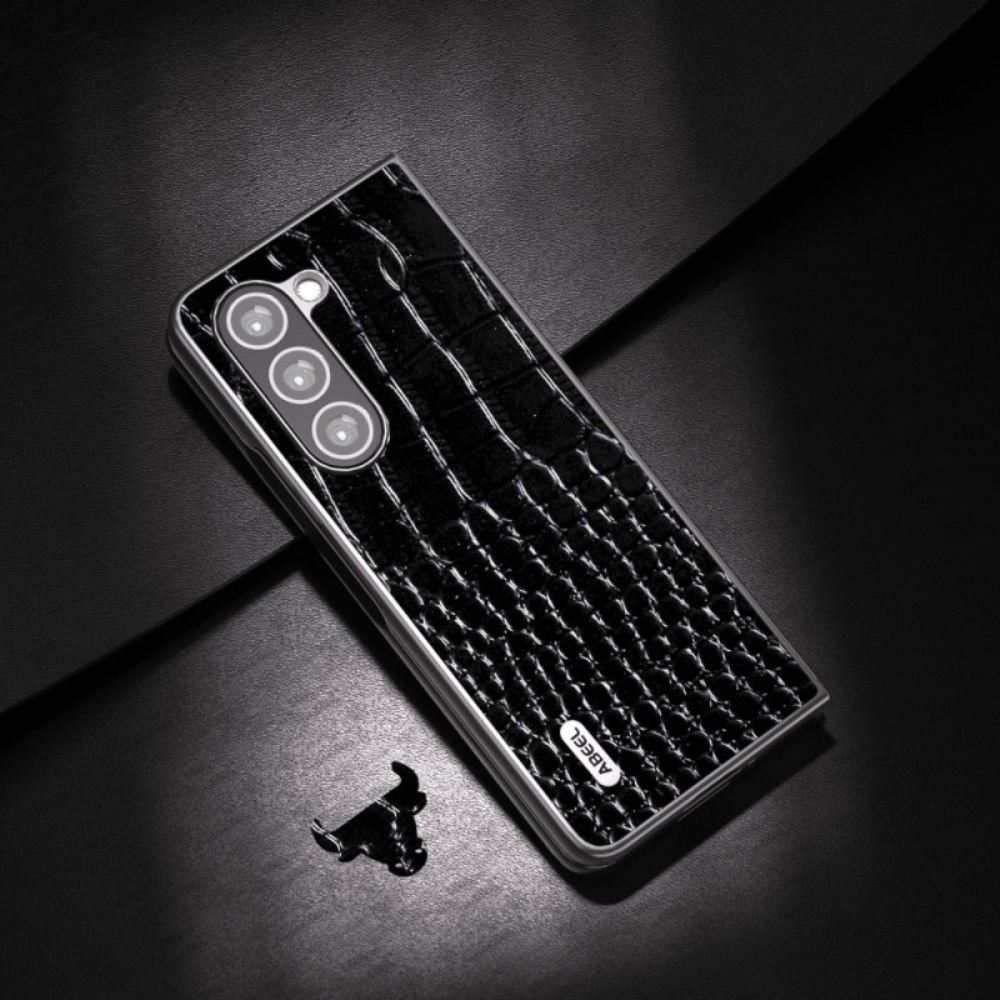 Kryt Samsung Galaxy Z Fold 5 Skutečná Kůže S Efektem Krokodýla Abeel