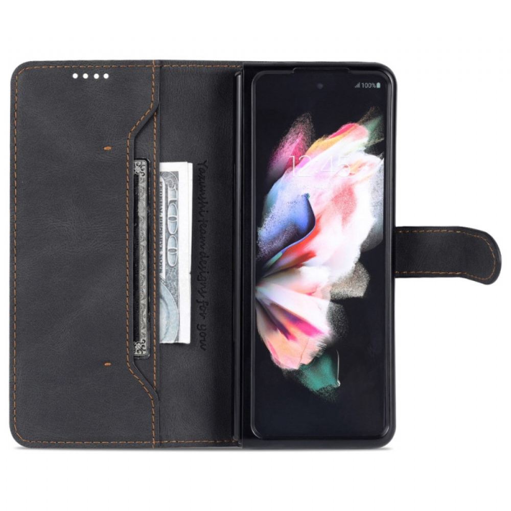 Peněženková Pouzdra Samsung Galaxy Z Fold 5 Kožený Efekt Azns