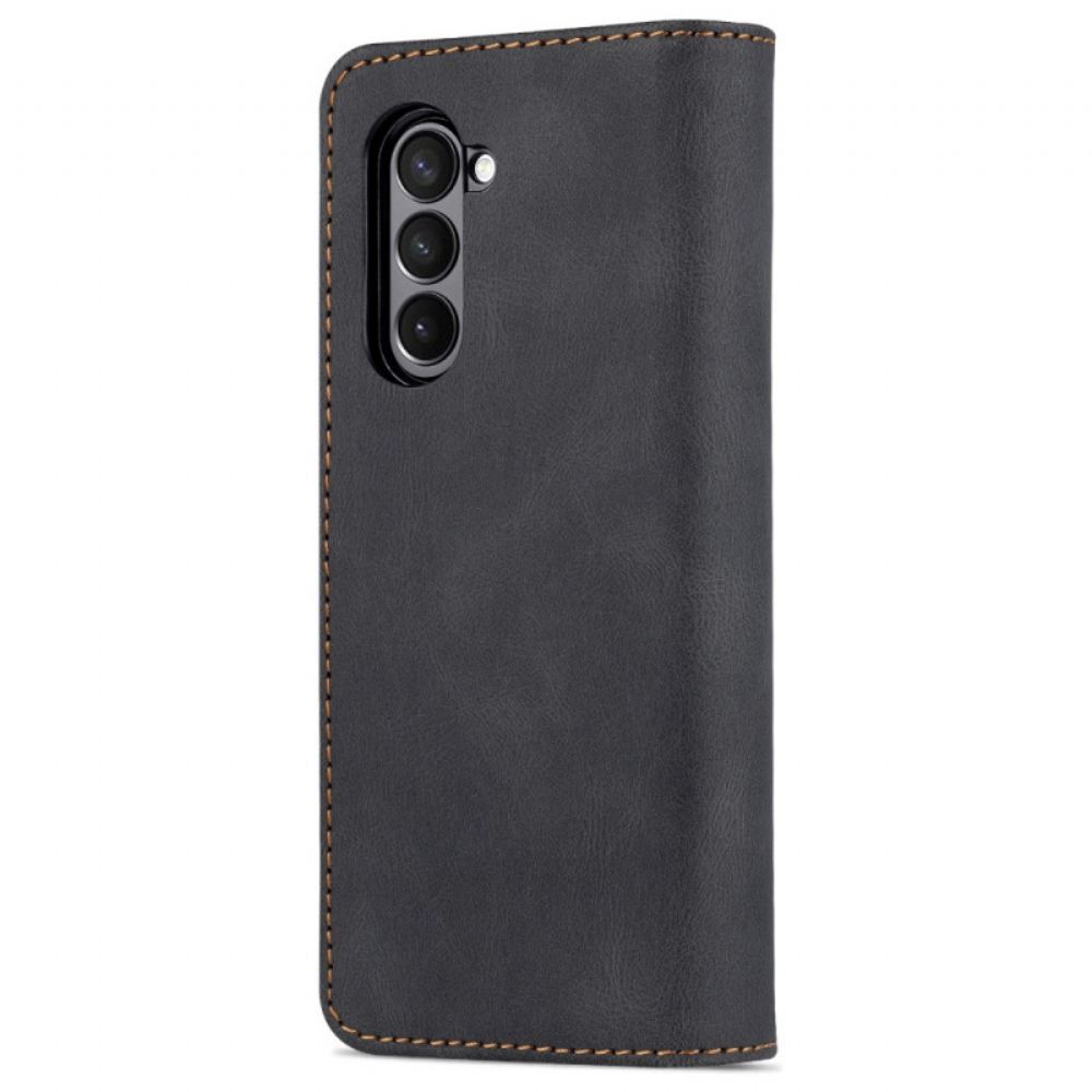 Peněženková Pouzdra Samsung Galaxy Z Fold 5 Kožený Efekt Azns