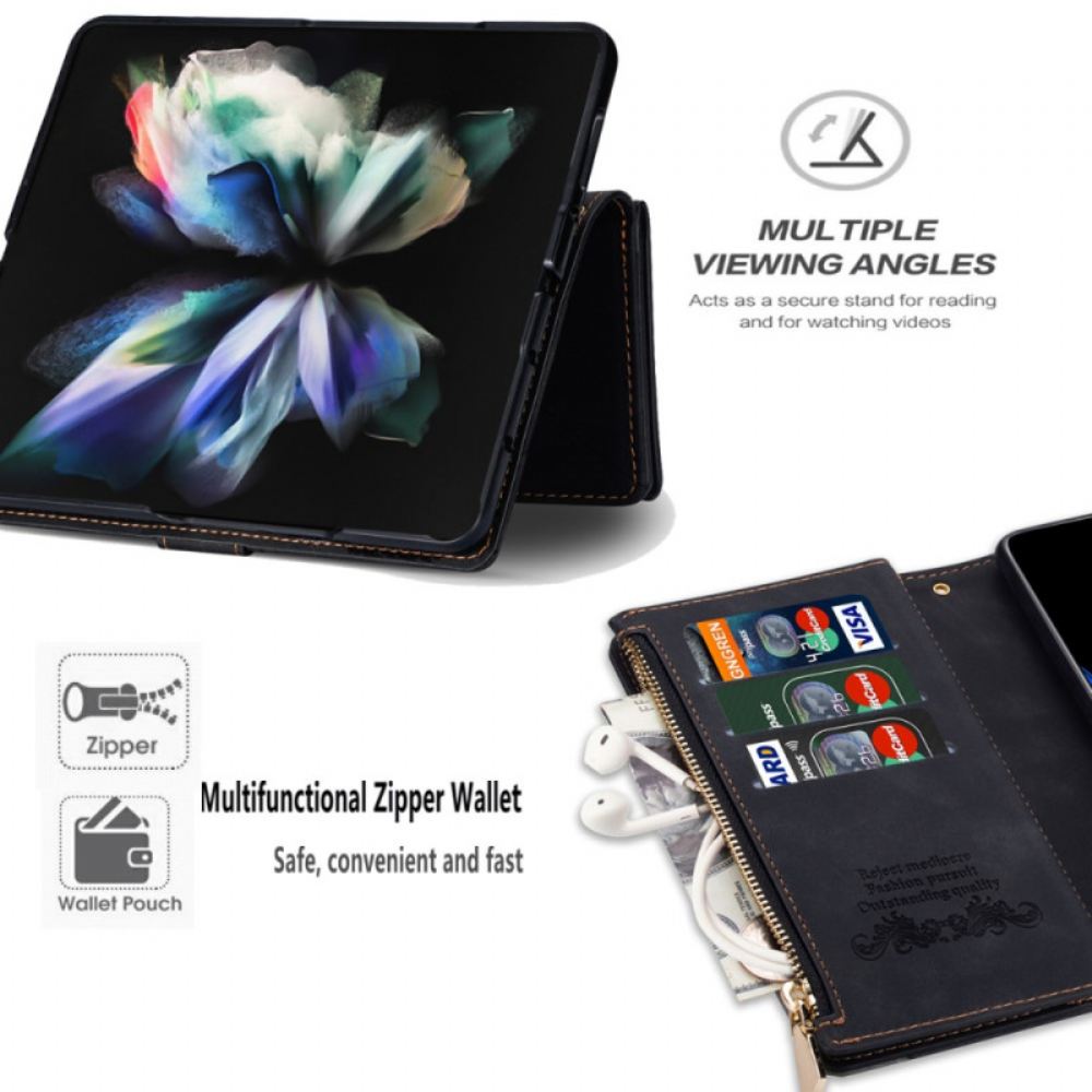 Peněženková Pouzdra Samsung Galaxy Z Fold 5 Peněženka Na Mince S Popruhem