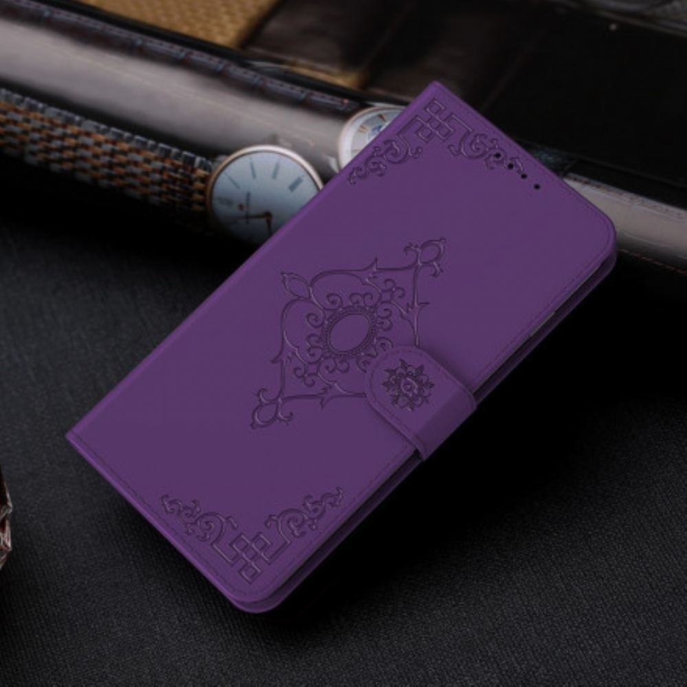 Flipové Pouzdro Na Xiaomi Redmi 9C Na Lana Barokní Květina S Řemínkem