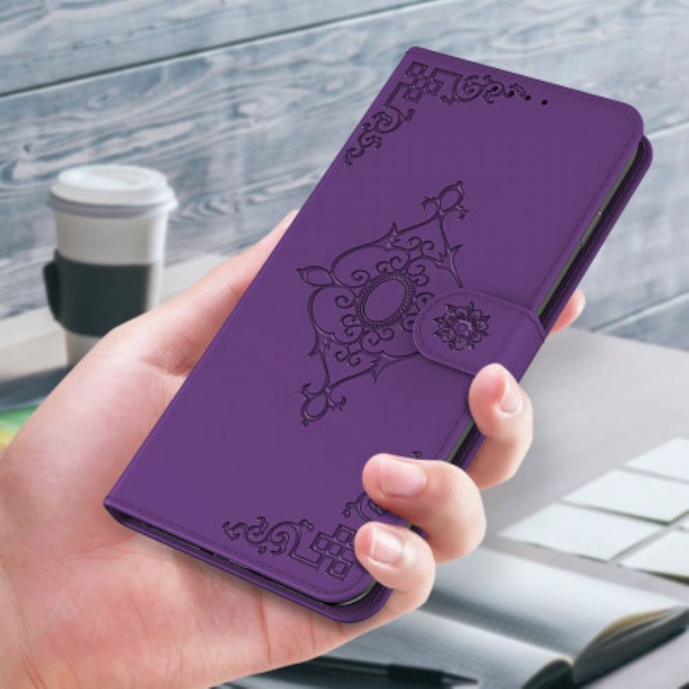 Flipové Pouzdro Na Xiaomi Redmi 9C Na Lana Barokní Květina S Řemínkem