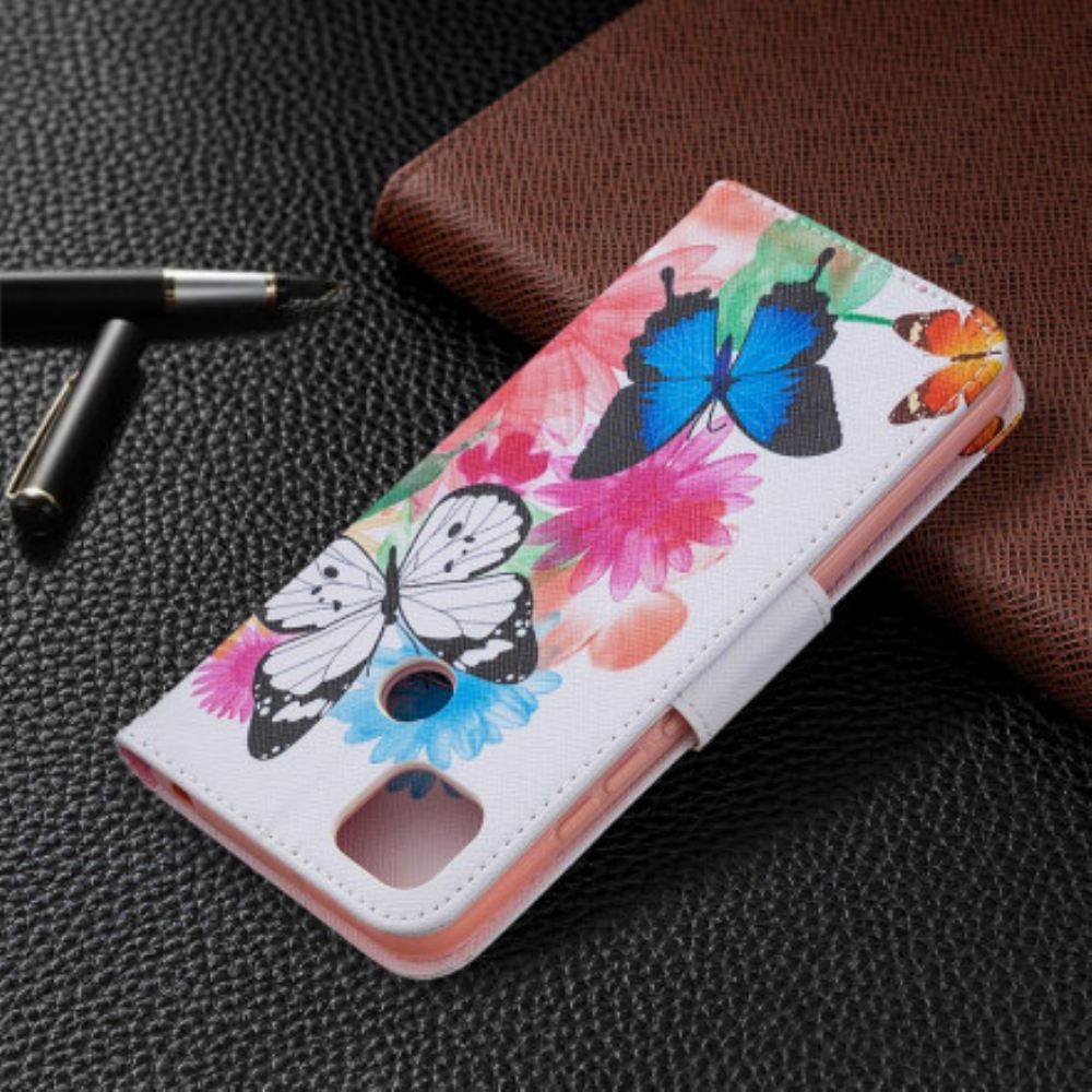 Flipové Pouzdro Na Xiaomi Redmi 9C Neuvěřitelní Barevní Motýli