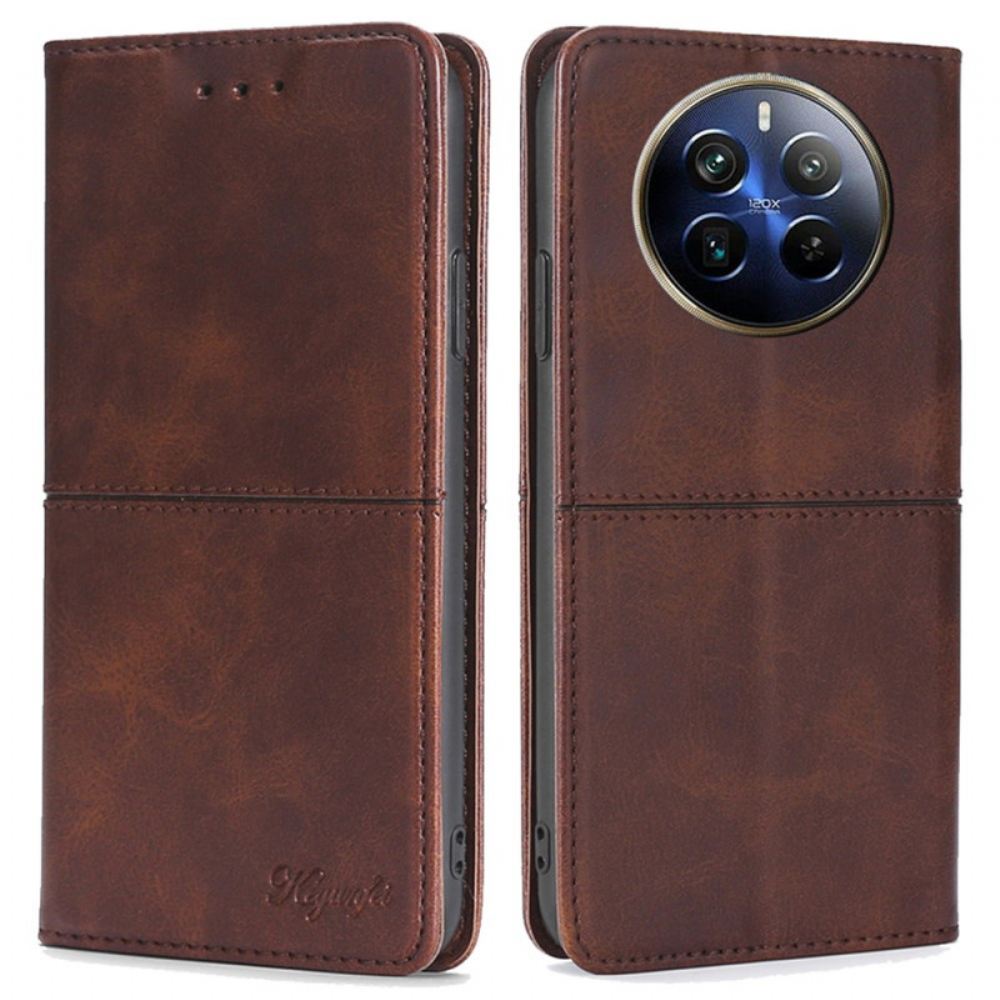 Kožené Pouzdro Folio Na Realme 12 Pro / 12 Pro Plus Retro Efekt