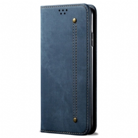 Kožené Pouzdro Folio Realme 12 Pro / 12 Pro Plus Džínová Látka