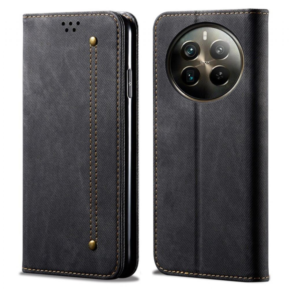 Kožené Pouzdro Folio Realme 12 Pro / 12 Pro Plus Džínová Látka
