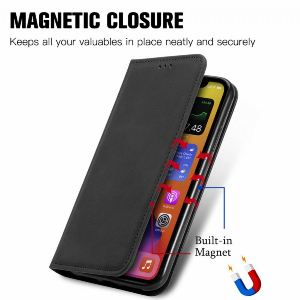 Kožené Pouzdro Folio Realme 12 Pro / 12 Pro Plus Semišový Efekt
