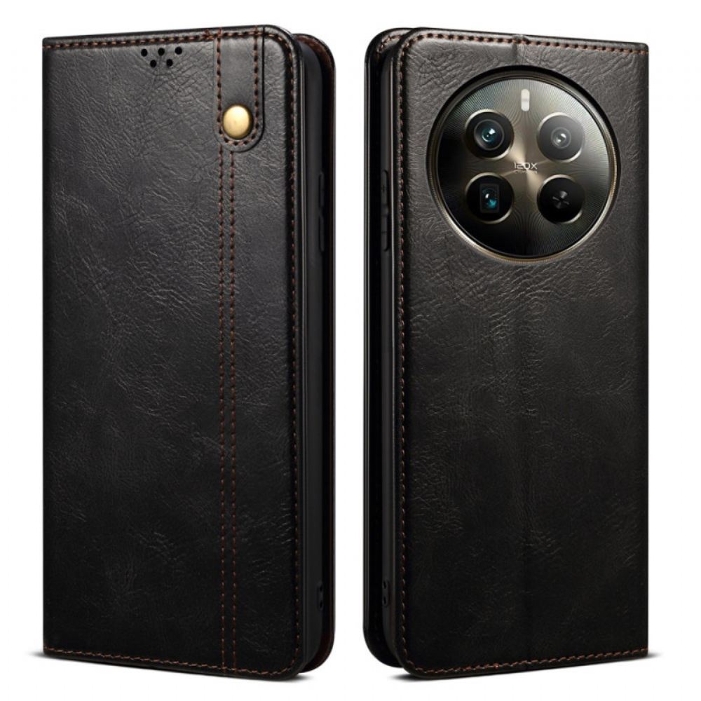 Kožené Pouzdro Realme 12 Pro / 12 Pro Plus Kryty Na Mobil Voskovaná Imitace Kůže