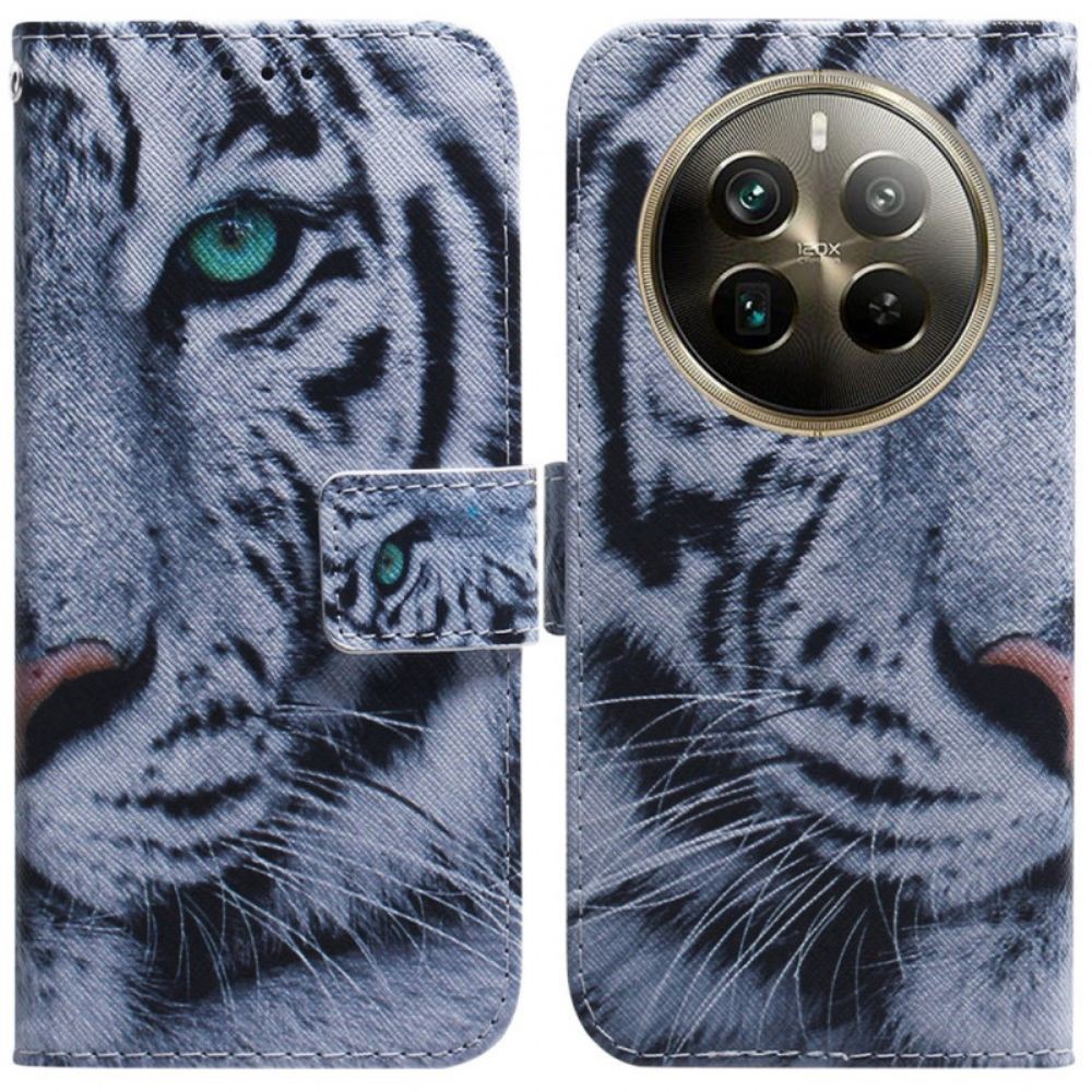 Kožený Kryt Realme 12 Pro / 12 Pro Plus Bílý Tygr