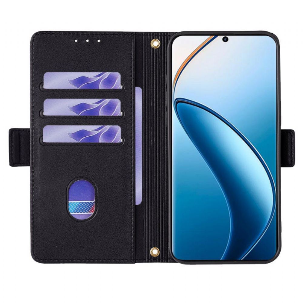 Kožený Kryt Realme 12 Pro / 12 Pro Plus Lano A Ramenní Popruh S Blokováním Rfid