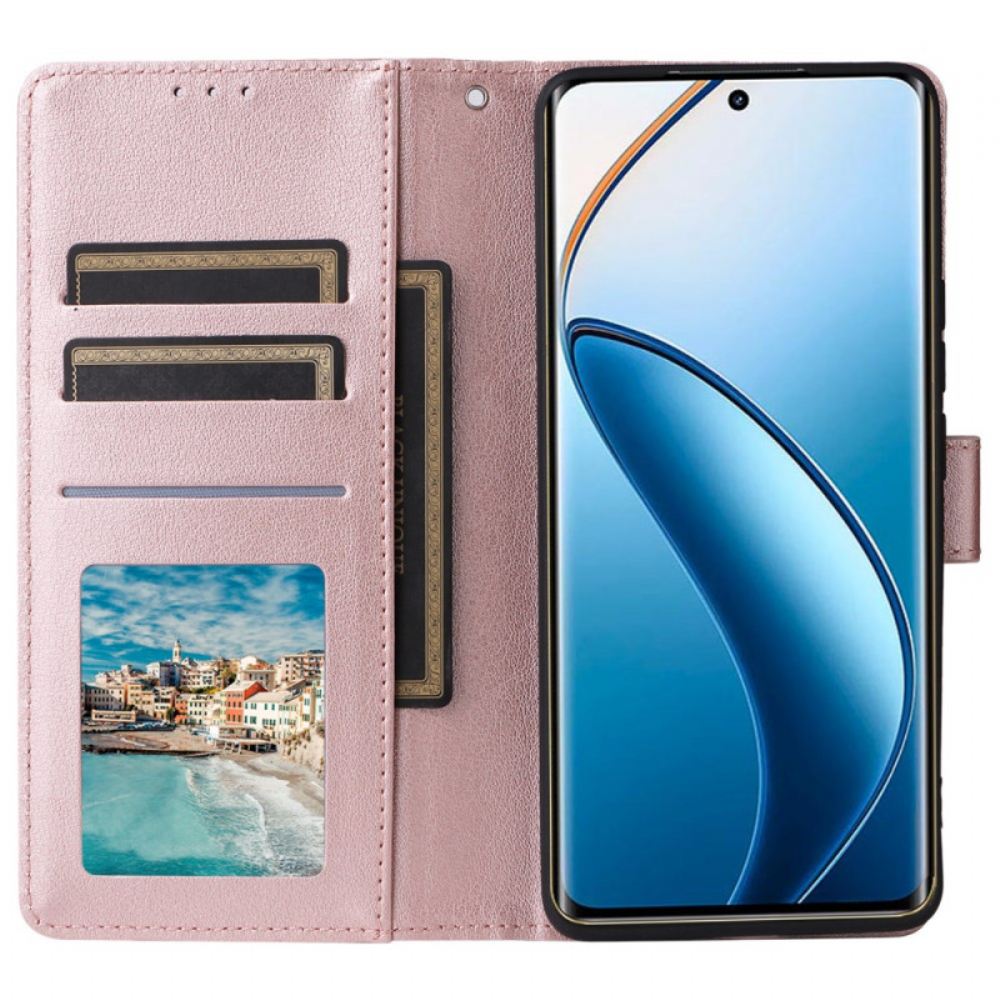 Kožený Kryt Realme 12 Pro / 12 Pro Plus Obyčejný S Popruhem