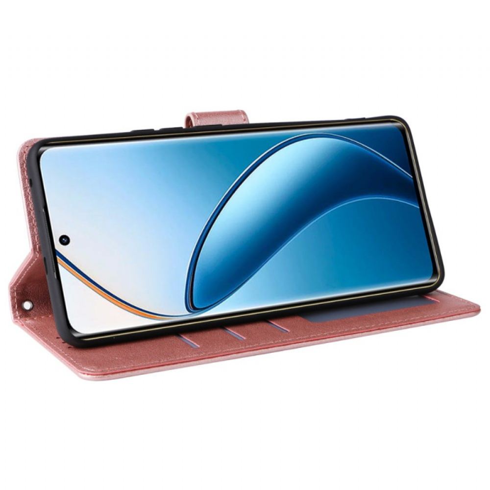 Kožený Kryt Realme 12 Pro / 12 Pro Plus Obyčejný S Popruhem
