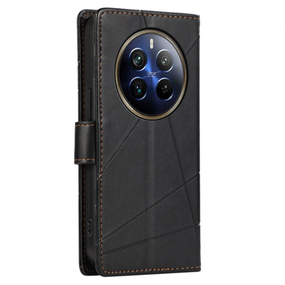 Kožený Kryt Realme 12 Pro / 12 Pro Plus Tisk Řádků