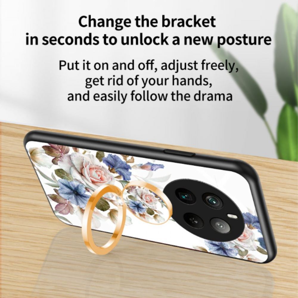 Kryt Na Realme 12 Pro / 12 Pro Plus Držák Na Květinový Prsten Z Tvrzeného Skla