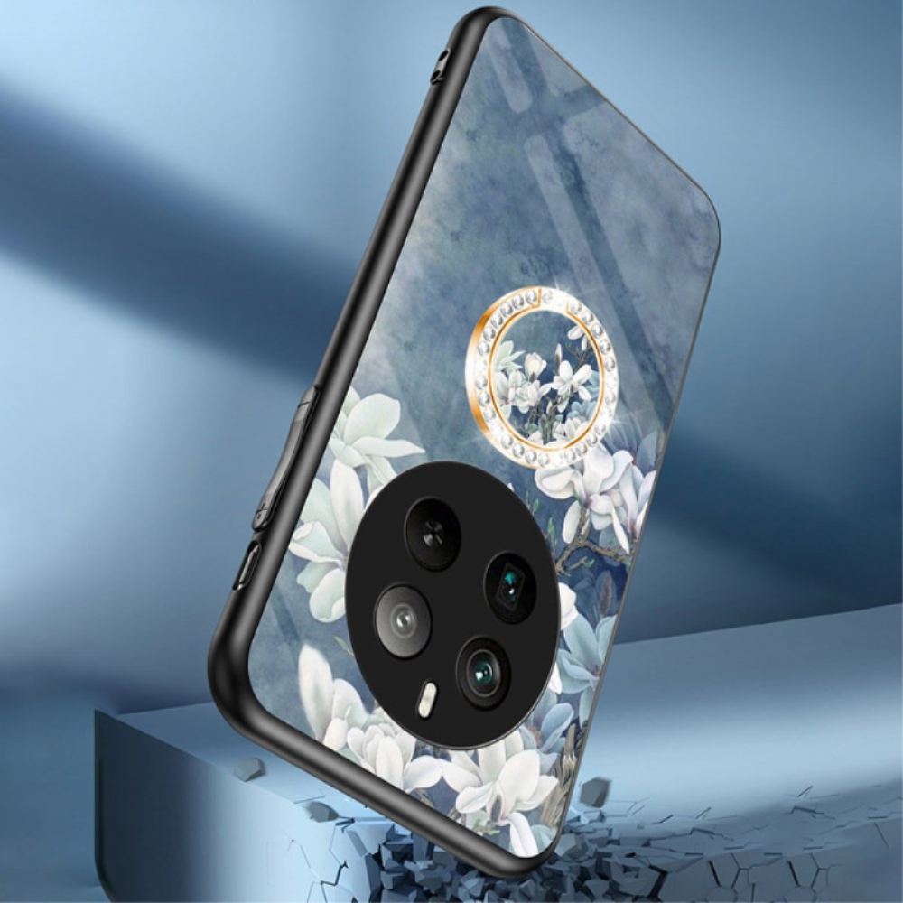 Kryt Na Realme 12 Pro / 12 Pro Plus Držák Na Květinový Prsten Z Tvrzeného Skla