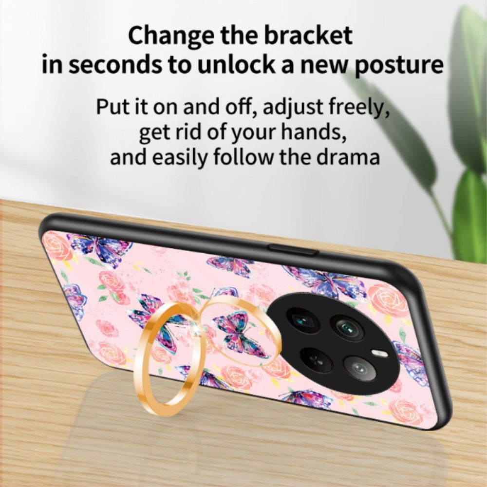 Kryt Na Realme 12 Pro / 12 Pro Plus Kruhová Podpěra Z Tvrzeného Skla Butterfly Series