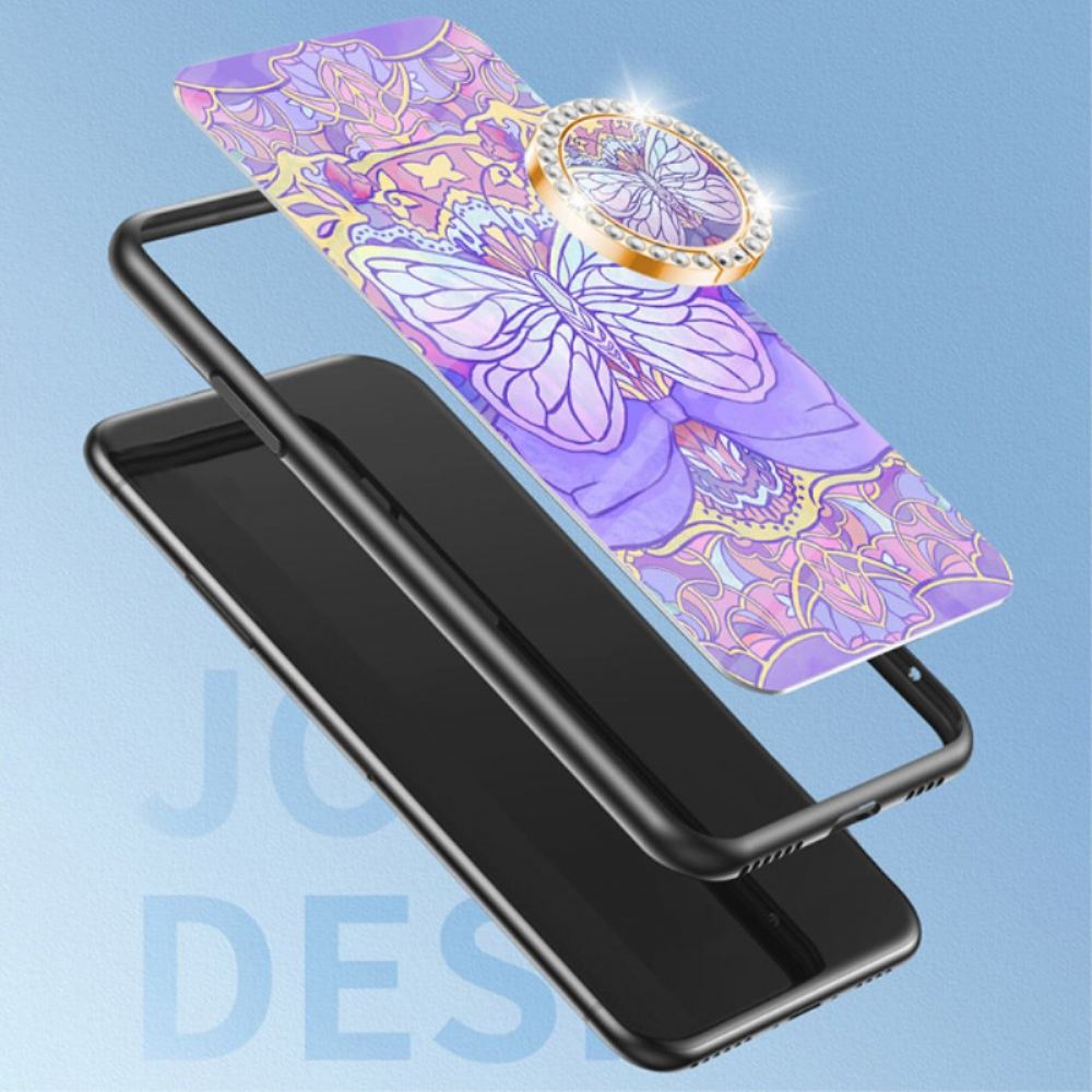 Kryt Na Realme 12 Pro / 12 Pro Plus Kruhová Podpěra Z Tvrzeného Skla Butterfly Series