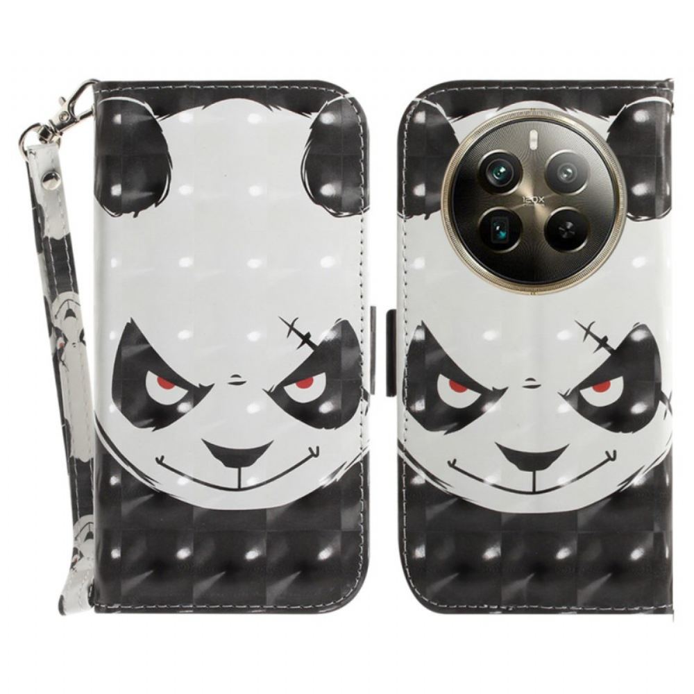 Peněženková Pouzdra Realme 12 Pro / 12 Pro Plus Kryty Na Mobil Rozzlobená Panda S Popruhem