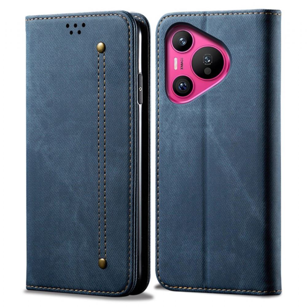 Kožené Pouzdro Huawei Pura 70 Kryty Na Mobil Džínová Tkanina