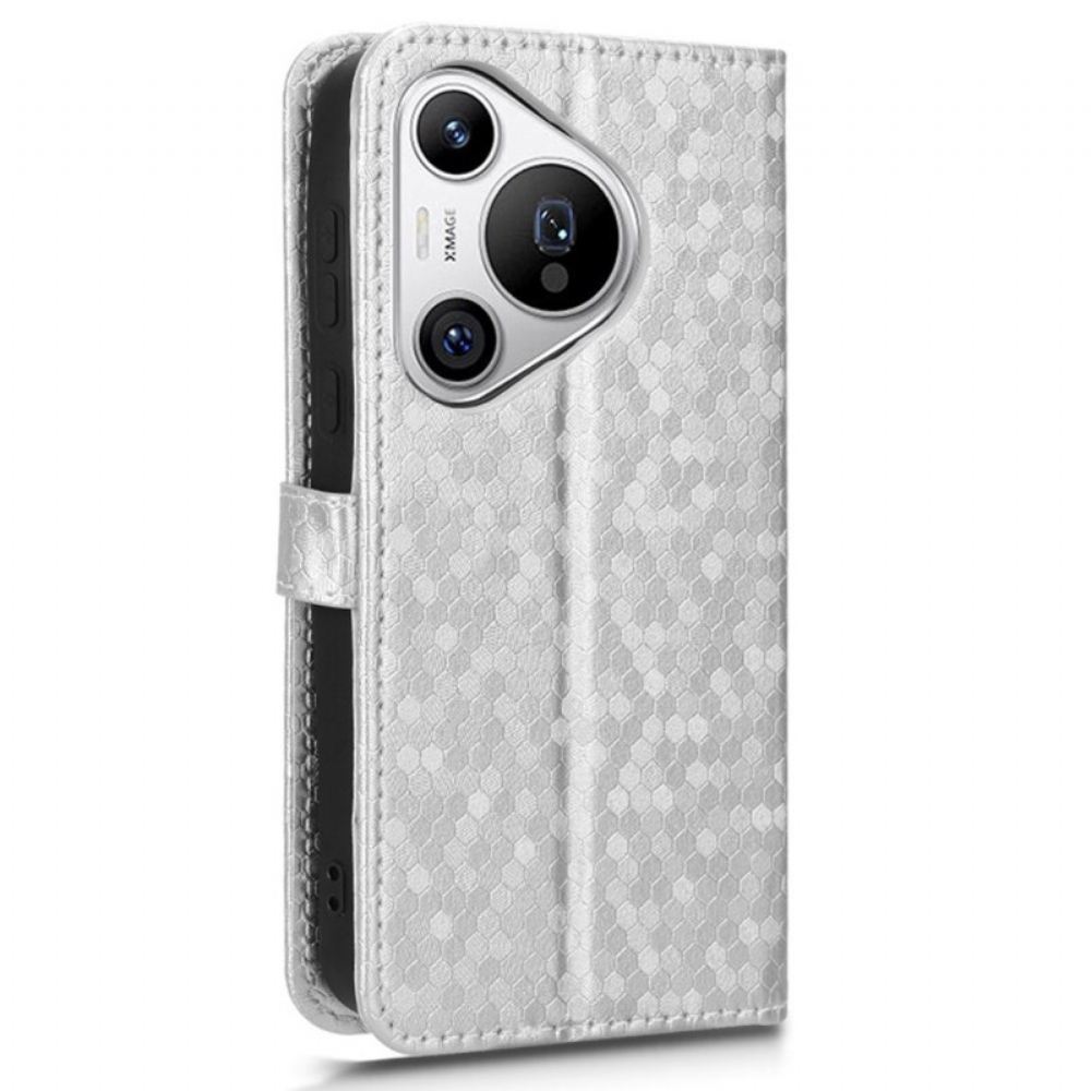 Kožený Kryt Huawei Pura 70 Lesklé Tečky S Páskem