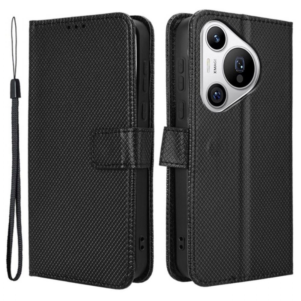 Kožený Kryt Huawei Pura 70 Tečkovaný Pásek