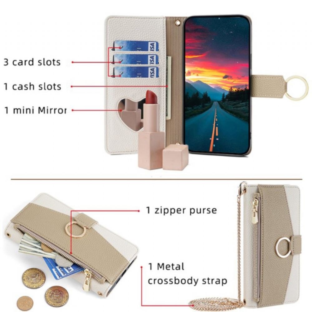 Kožený Kryt Huawei Pura 70 Zrcadlo A Řetěz