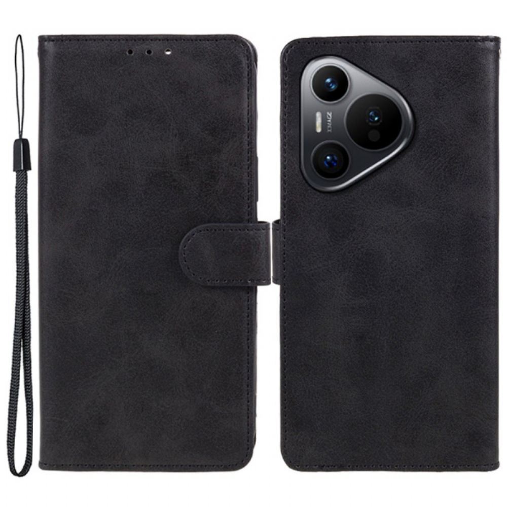 Kožený Kryt Na Huawei Pura 70 Umělá Kůže S Řemínkem