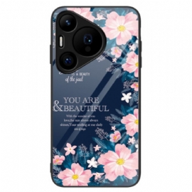 Kryt Huawei Pura 70 Tvrzené Sklo Růžové Květy