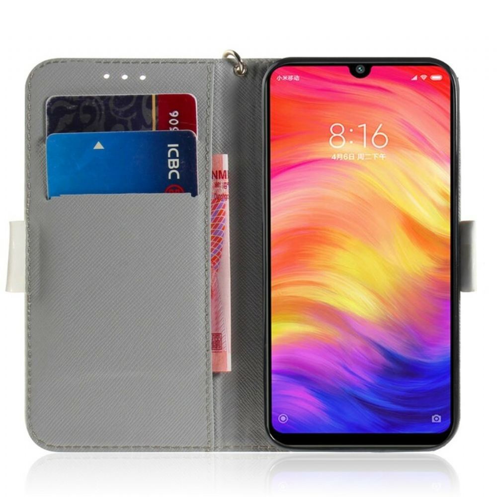 Flipové Pouzdro Na Xiaomi Redmi Note 7 Na Lana Rajče Na Řemínku Kočka