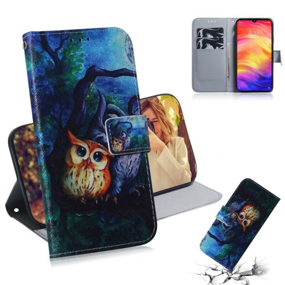 Flipové Pouzdro Na Xiaomi Redmi Note 7 Malování Sov