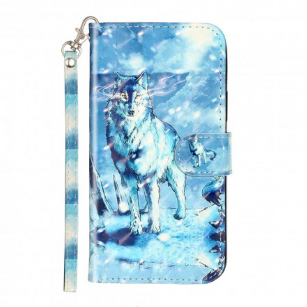 Flipové Pouzdro Na iPhone 11 Pro Max Na Lana Bodová Světla Wolf Light Strap