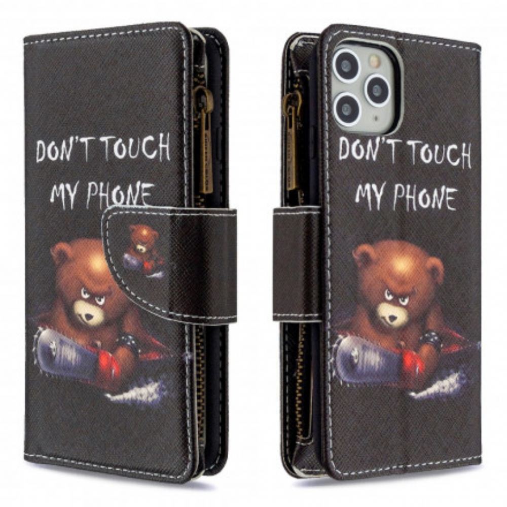 Flipové Pouzdro Na iPhone 11 Pro Max Medvědí Kapsa Na Zip