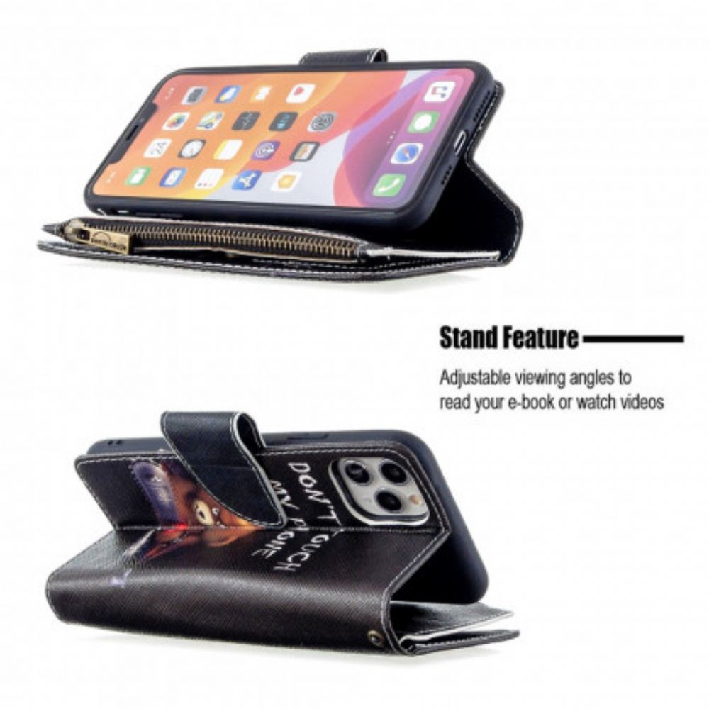 Flipové Pouzdro Na iPhone 11 Pro Max Medvědí Kapsa Na Zip