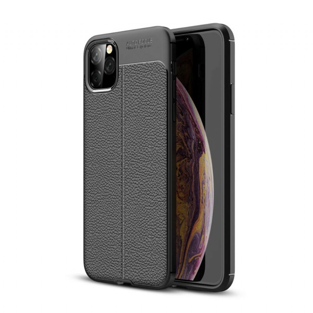 Kryt Na iPhone 11 Pro Max Dvojitá Linie Litchi Kožený Efekt