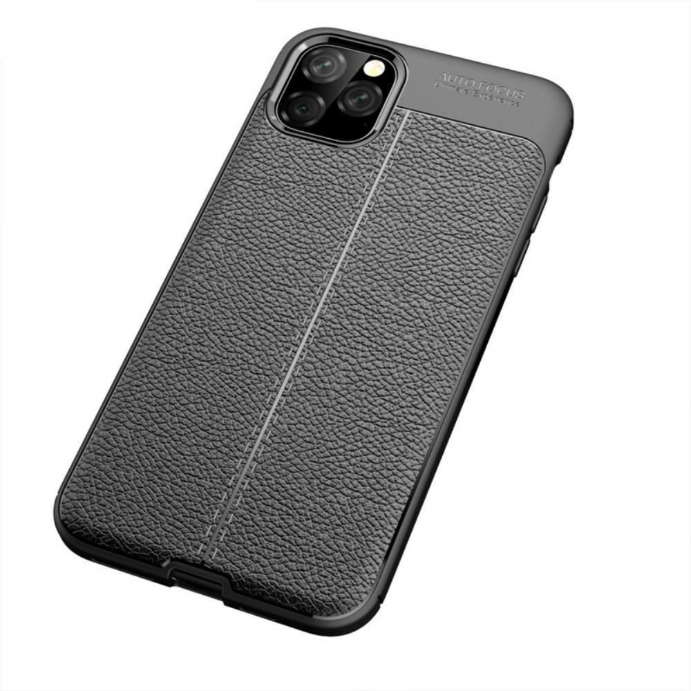 Kryt Na iPhone 11 Pro Max Dvojitá Linie Litchi Kožený Efekt