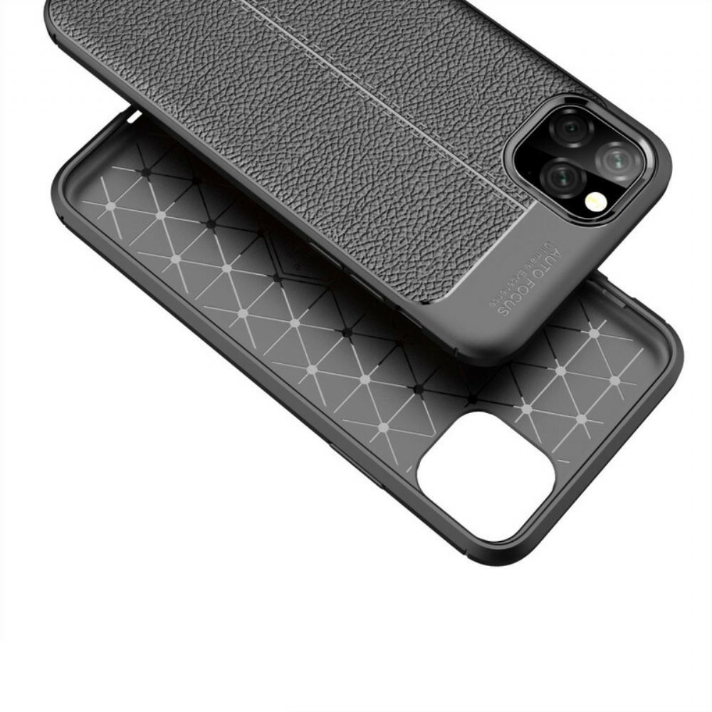 Kryt Na iPhone 11 Pro Max Dvojitá Linie Litchi Kožený Efekt