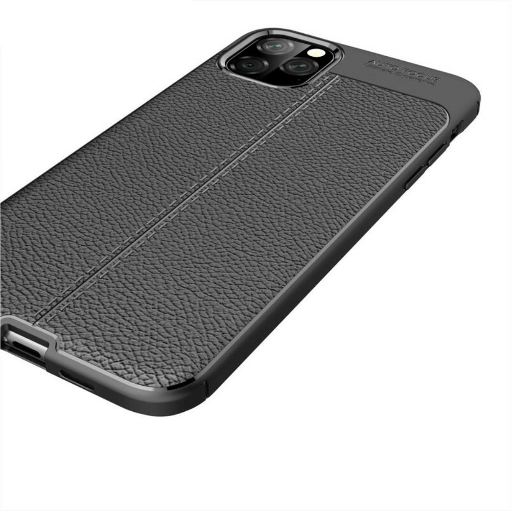 Kryt Na iPhone 11 Pro Max Dvojitá Linie Litchi Kožený Efekt