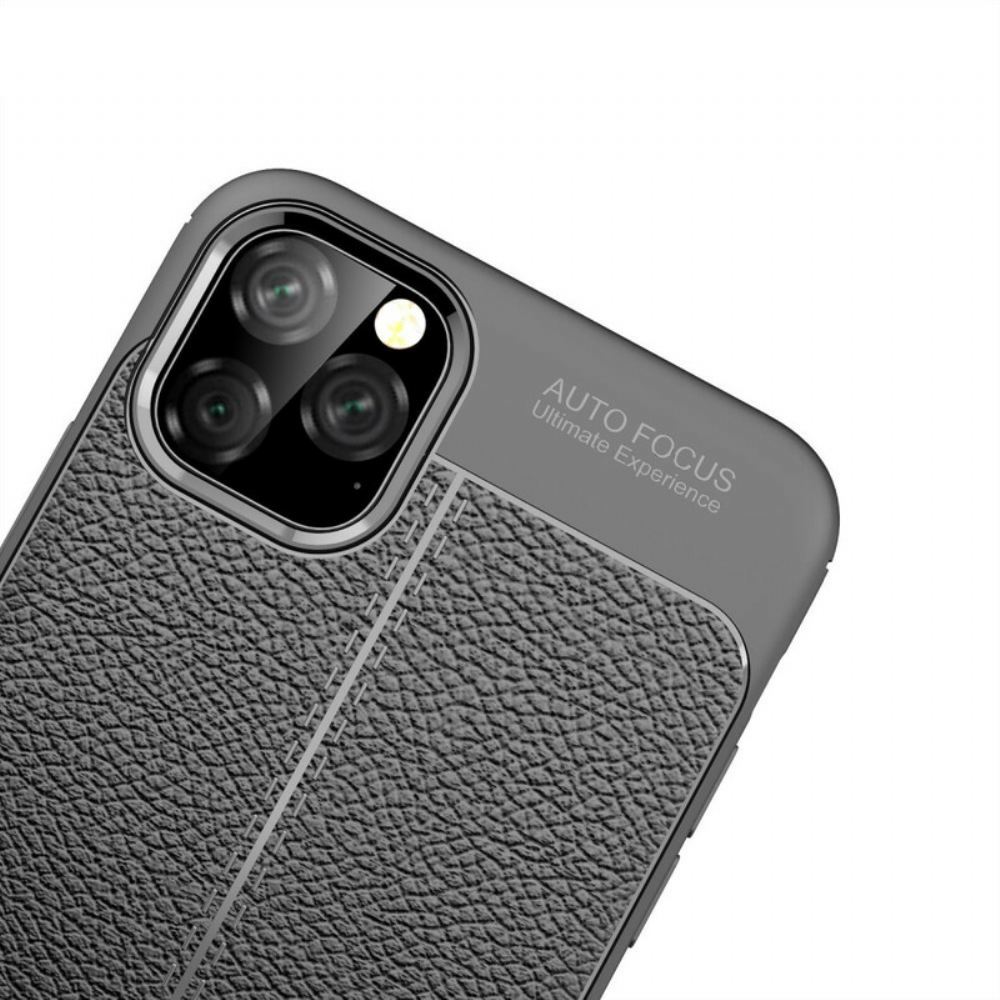 Kryt Na iPhone 11 Pro Max Dvojitá Linie Litchi Kožený Efekt