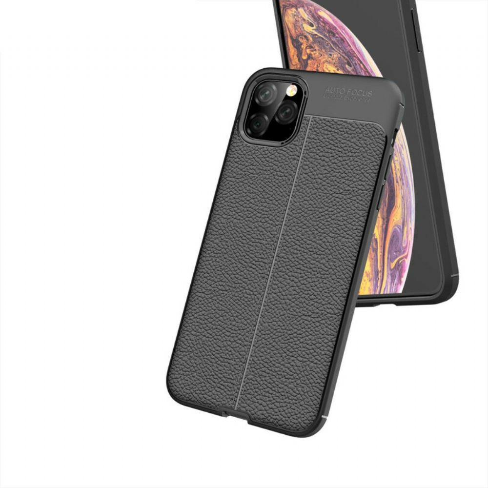 Kryt Na iPhone 11 Pro Max Dvojitá Linie Litchi Kožený Efekt