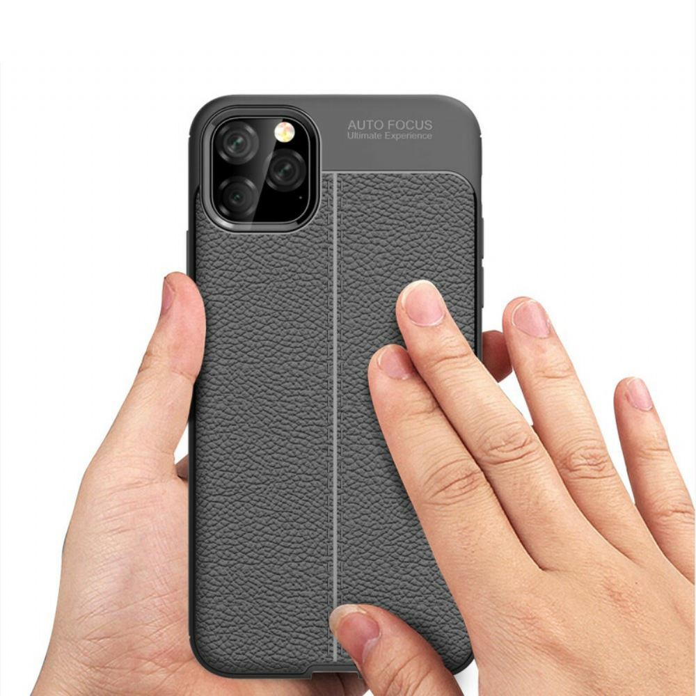 Kryt Na iPhone 11 Pro Max Dvojitá Linie Litchi Kožený Efekt