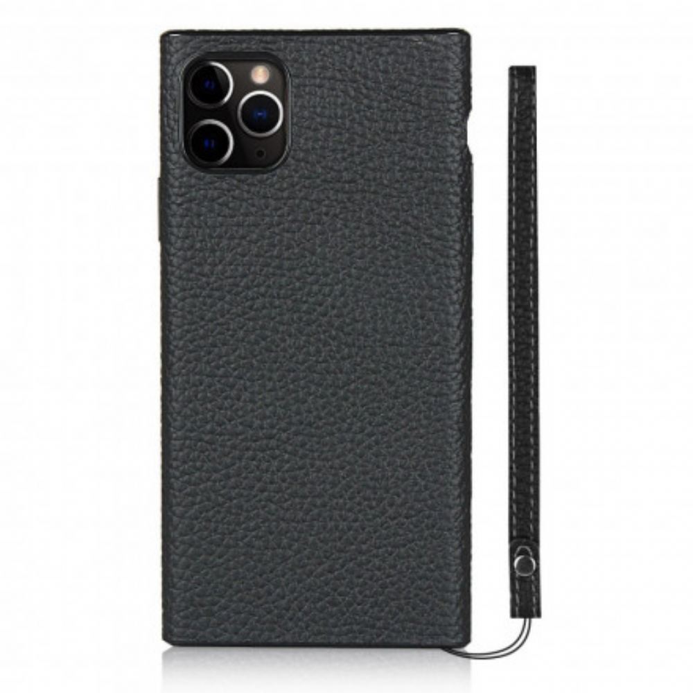 Kryt Na iPhone 11 Pro Max Originální Kůže Litchi S Řemínkem