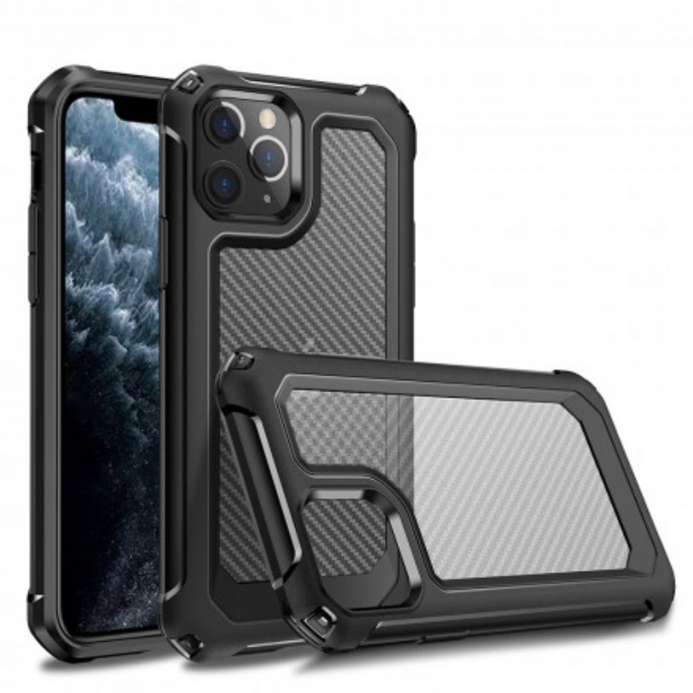Kryt Na iPhone 11 Pro Max Transparentní Textura Uhlíkových Vláken