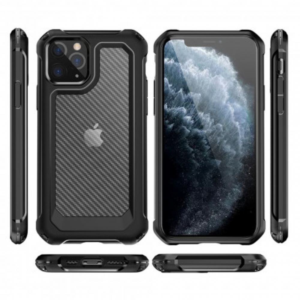 Kryt Na iPhone 11 Pro Max Transparentní Textura Uhlíkových Vláken