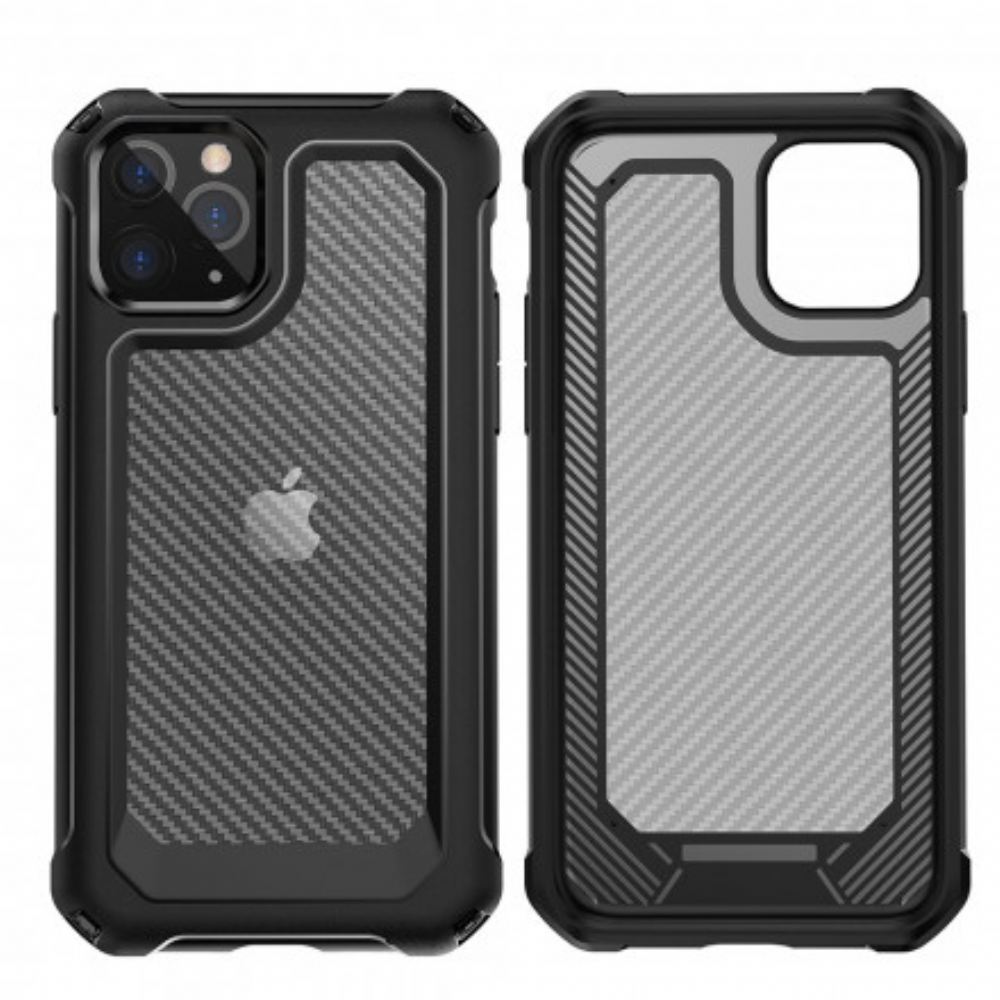 Kryt Na iPhone 11 Pro Max Transparentní Textura Uhlíkových Vláken