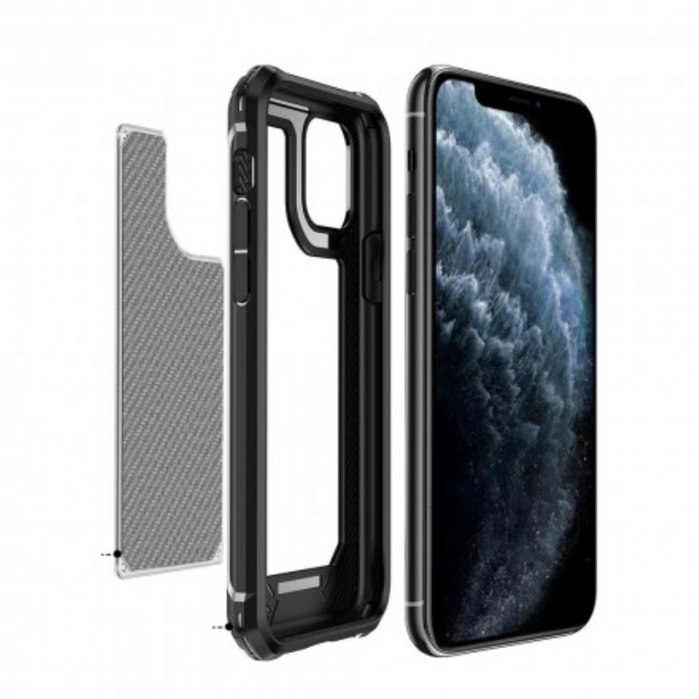 Kryt Na iPhone 11 Pro Max Transparentní Textura Uhlíkových Vláken