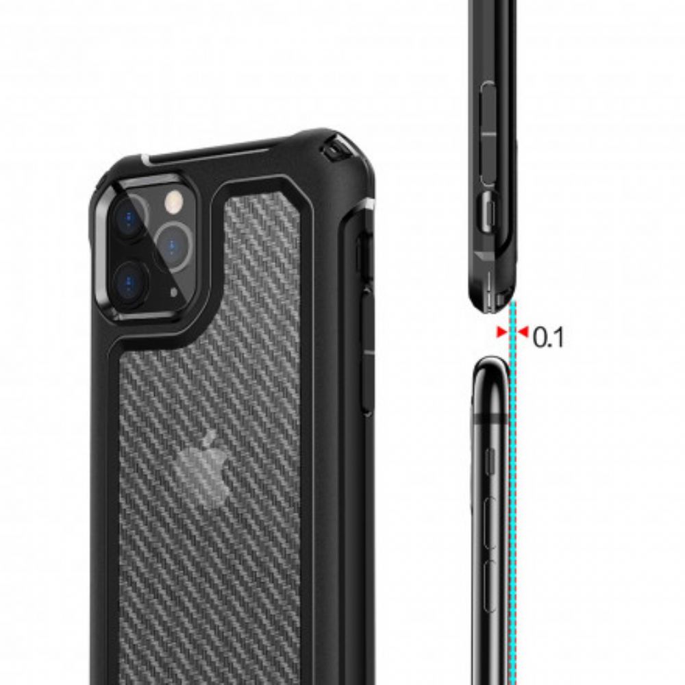 Kryt Na iPhone 11 Pro Max Transparentní Textura Uhlíkových Vláken