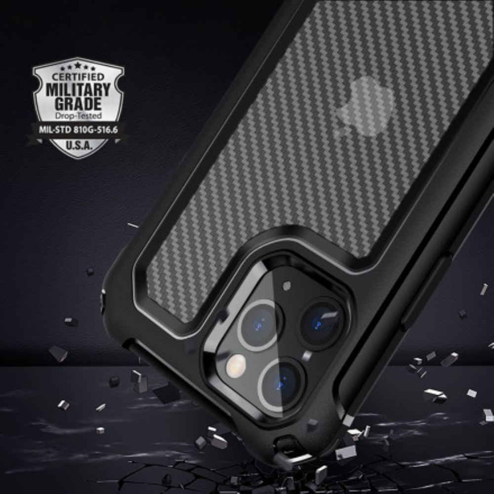 Kryt Na iPhone 11 Pro Max Transparentní Textura Uhlíkových Vláken