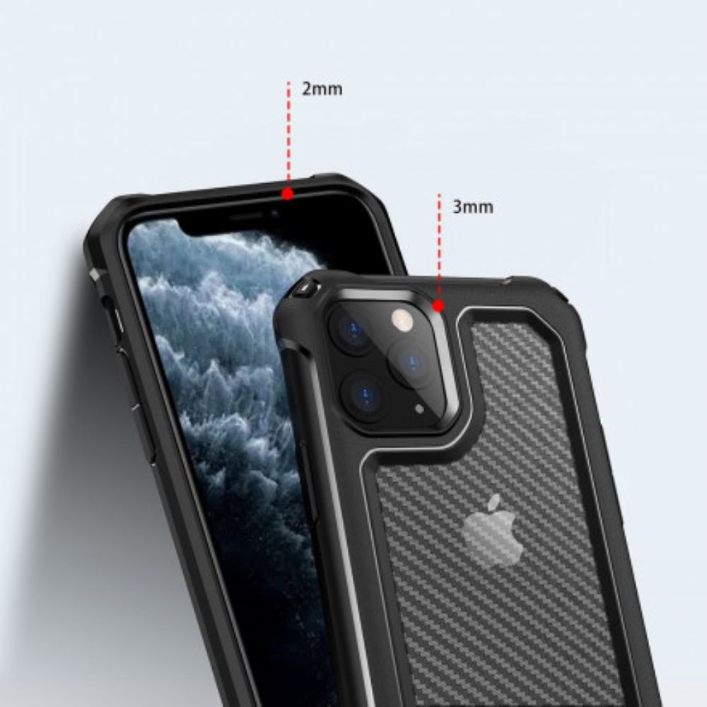 Kryt Na iPhone 11 Pro Max Transparentní Textura Uhlíkových Vláken