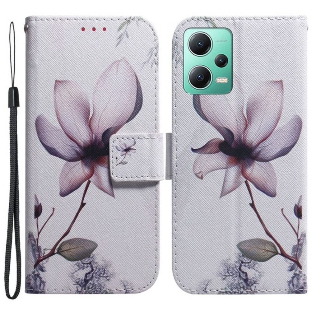 Flipové Pouzdro Na Xiaomi Redmi Note 12 5G Na Lana Starý Popruh Květina