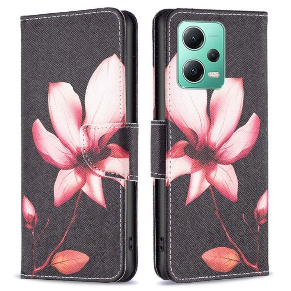 Flipové Pouzdro Na Xiaomi Redmi Note 12 5G Růžový Květ